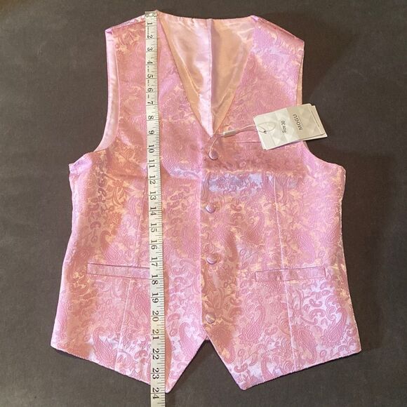 Men’s Pink Paisley Vest, Bow Tie & Pocket Square Size 30 NWT - Picture 7 of 7